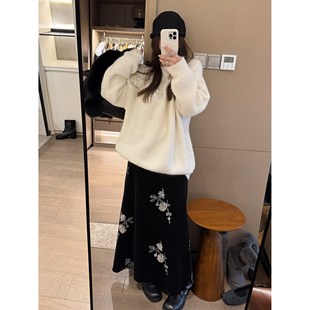 FILLE｜亮片刺绣毛衣 氛围感国风珠片绣花镂空慵懒宽松针织上衣