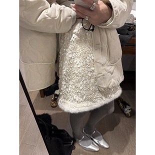 FILLE｜毛毛亮片短裙 小香风甜美重工氛围感a字显瘦闪闪半身裙