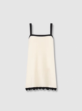 MADEINAM 棉混纺豆豆纱_香风度假针织花边吊带上衣/直筒长裤套装