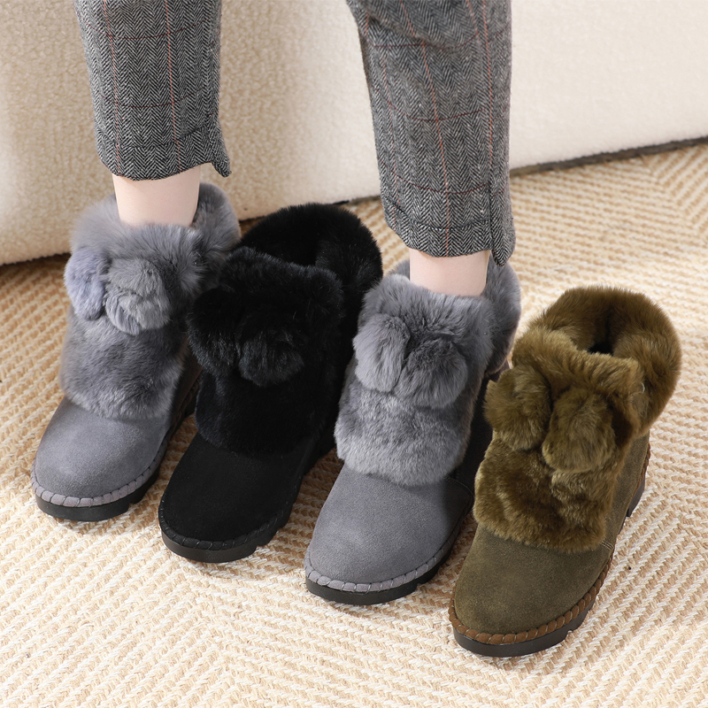 迪亚曼泰雪地靴坡跟软底百搭