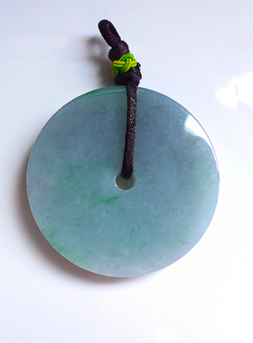 如意坊缅甸天然A货翡翠 老糯种飘花平安扣怀古吊坠挂件231108