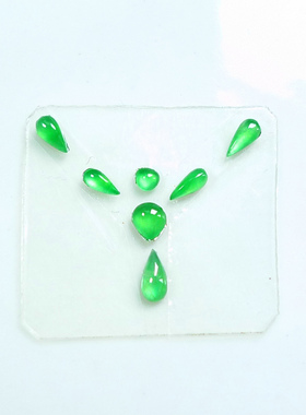 如意坊缅甸天然A货翡翠冰种起光小果绿水滴裸石戒面一套231031qx