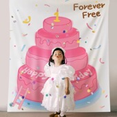 网红户外生日派对场景布置蛋糕大挂布装 饰儿童露营氛围拍照背景墙