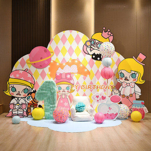 定制KT板装饰背景墙泡泡玛特