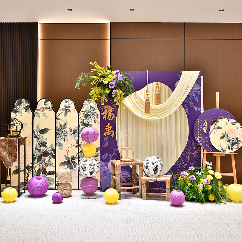 老人80大寿宴生日场景装饰布置过祝寿星八十岁70气球背景墙kt板60