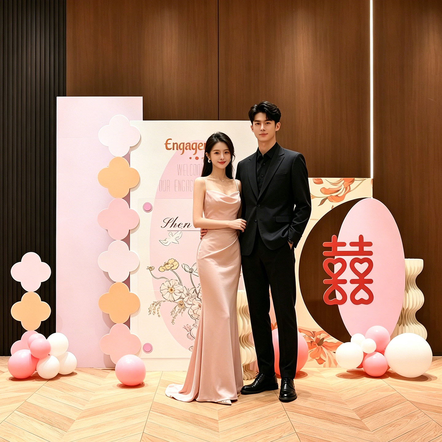 小仙女的订婚宴！订婚kt板免布置直接出片拍照巨上镜全套套装