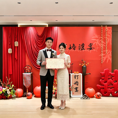 订婚宴场景布置酒店家用摆件氛围感拍照出片全套道具装饰kt背景板