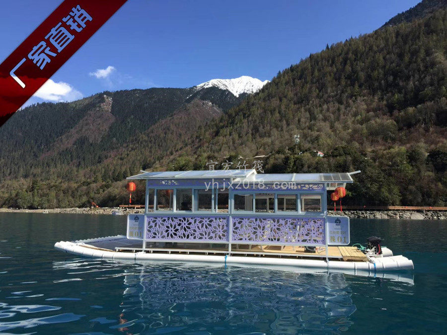 高端画舫旅游景区pvc加厚塑料船电动及汽油机钓鱼竹筏船观光旅游