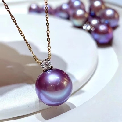 爱迪生正圆形14k注金5cm珍珠吊坠