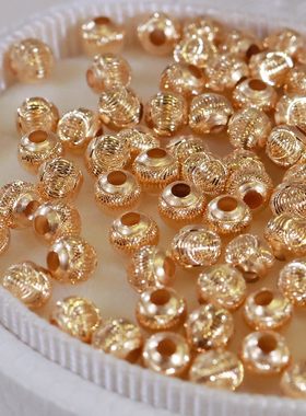 18K金猫眼金珠2-7mm厚板18K金小珠编制项链手链