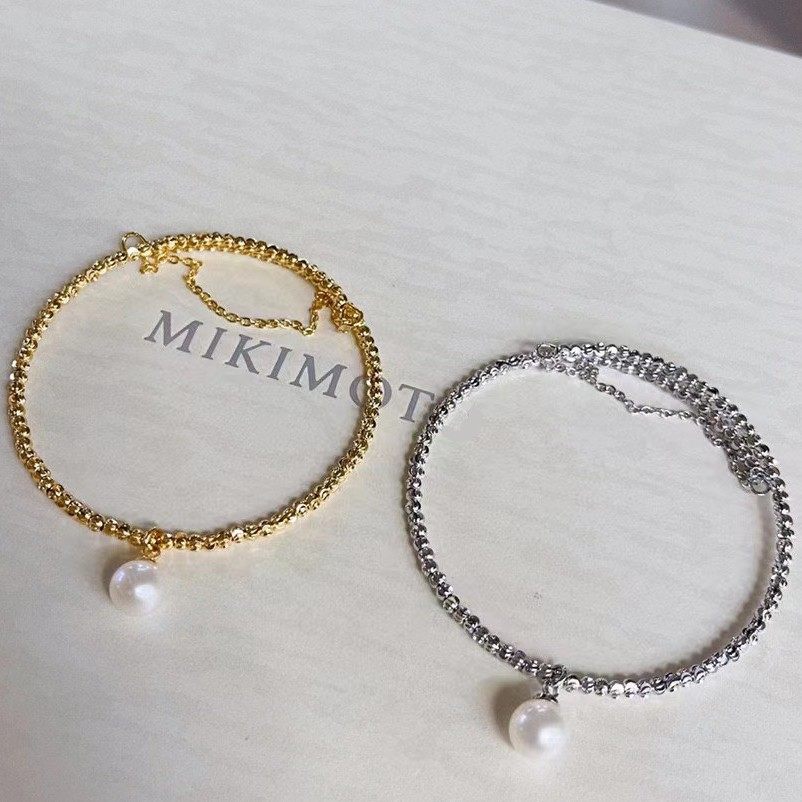 14k注金超闪镭射金珠手镯淡水正圆手饰9mm珍珠波光粼粼金银双色款