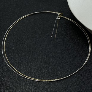 18K金新款日本工艺项圈满天星钻石切面款可调节滑动结实耐用2g