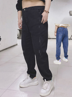 显瘦牛仔裤 女装 简约时尚 hello胖妞大码 宽松直筒裤 260斤百搭基础款