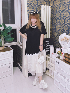 500斤巨美仙气出游裙民族风重工连衣裙高品质hello胖妞特大码女装