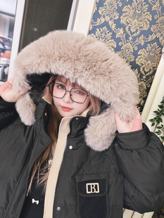 280斤高品质狐狸毛领羽绒服连帽显瘦保暖外套hello胖妞特大码女装