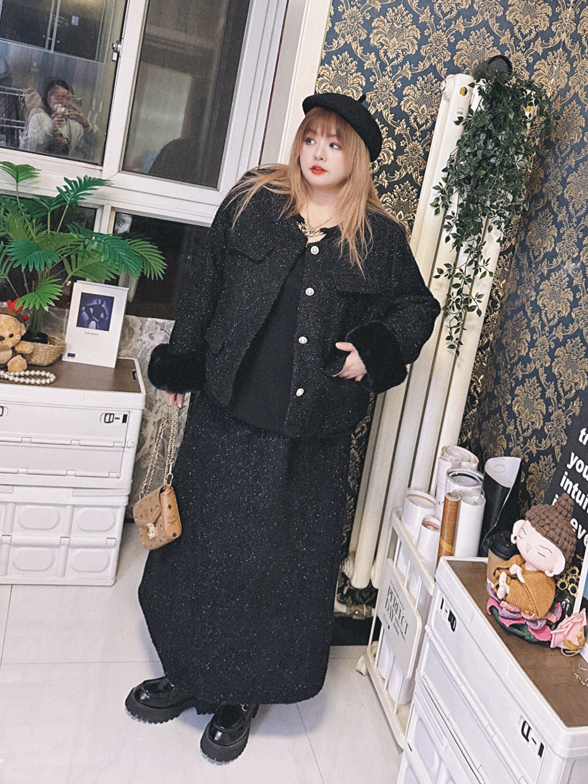 300斤高级感轻奢小香夹棉外套半身裙两件套装hello胖妞特大码女装,女装/女士精品,大码套装,淘宝优惠券,粉丝福利购,淘宝优惠卷