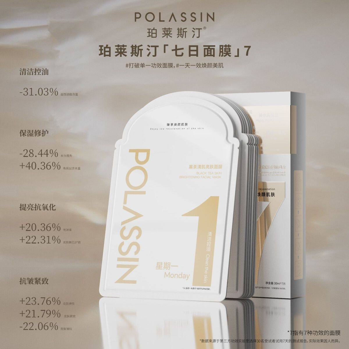 新品珀莱斯汀七日定制面膜焕肤紧致美白修护补水一天一片多效焕颜