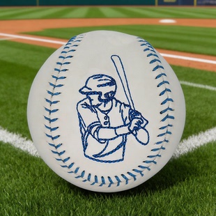 个性 定制礼品 Hitting动作手工质感棒球头层牛皮 绣线Baseball
