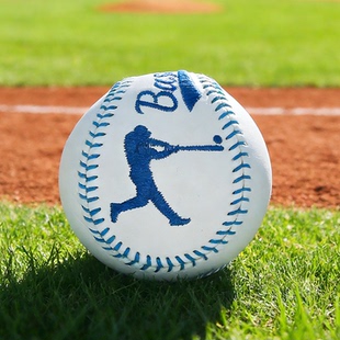 手工9 定制Baseball新年生日纪念礼物 刺绣运动员白棒球头层牛皮