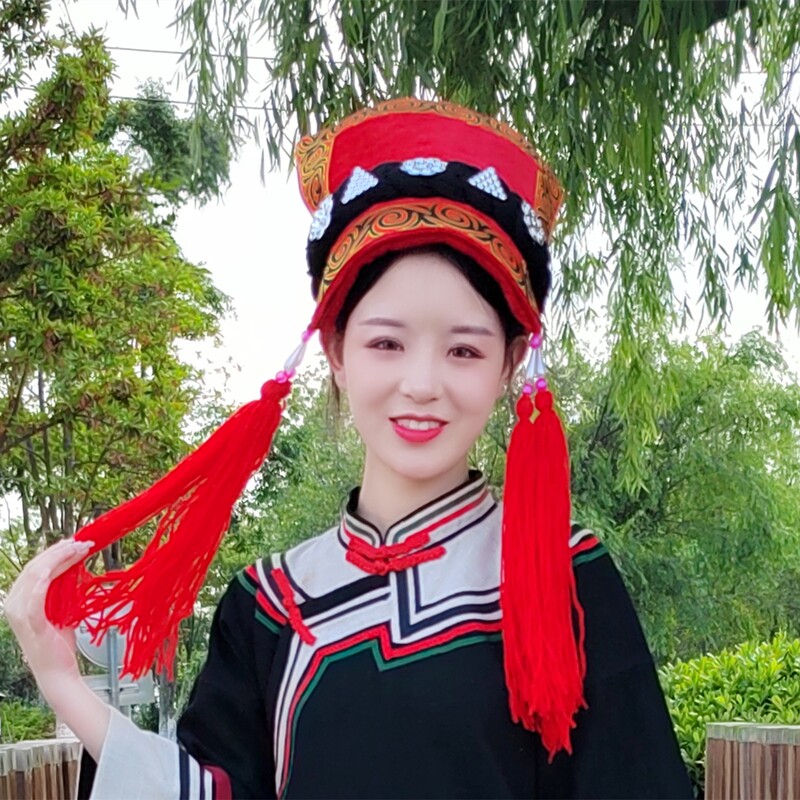 海绵银饰瓦盖帽精品羌族彝族女款头饰双层厚款民族服装配饰瓦盖帽