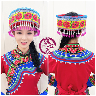 吊银饰珠珠帽蕾丝三角苗族彝族撒尼族配饰女童帽民族服装帽公主帽