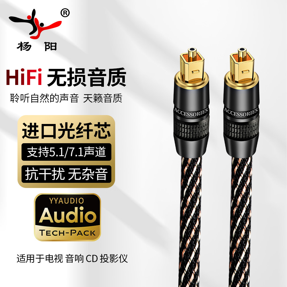 台湾杨阳数字光纤音频线spdif线方口5.1电视投影仪功放音箱连接线