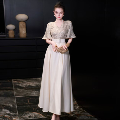 成人礼晚礼服日常可穿订婚连衣裙