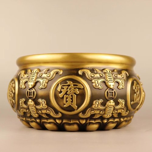 黄铜聚宝盆礼品工艺装饰摆件客厅