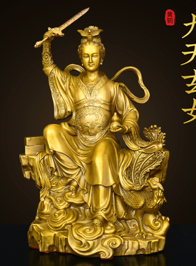 黄铜九天玄女佛像摆件中式祝福