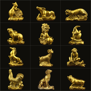 铜十二生肖摆件全套加大属相饰品鼠牛虎属兔龙蛇马羊猴鸡狗属猪纯