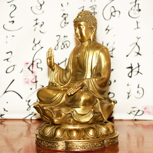 黄铜大日如来天坛佛像摆件工艺品铜像生肖羊本命佛家居客厅纯