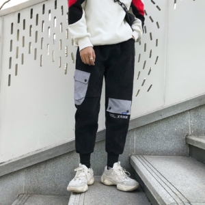 703港风秋冬灯芯绒加绒休闲裤个性立体袋 绣花长裤大码图片