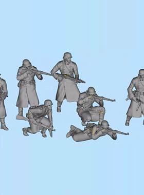 1/72 1/144 1/48 1/64  二战德军冬季战斗小队7人组树脂兵人3d
