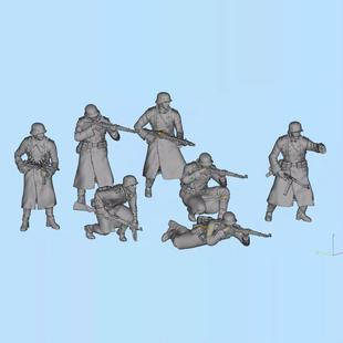 二战德军冬季 144 战斗小队7人组树脂兵人3d
