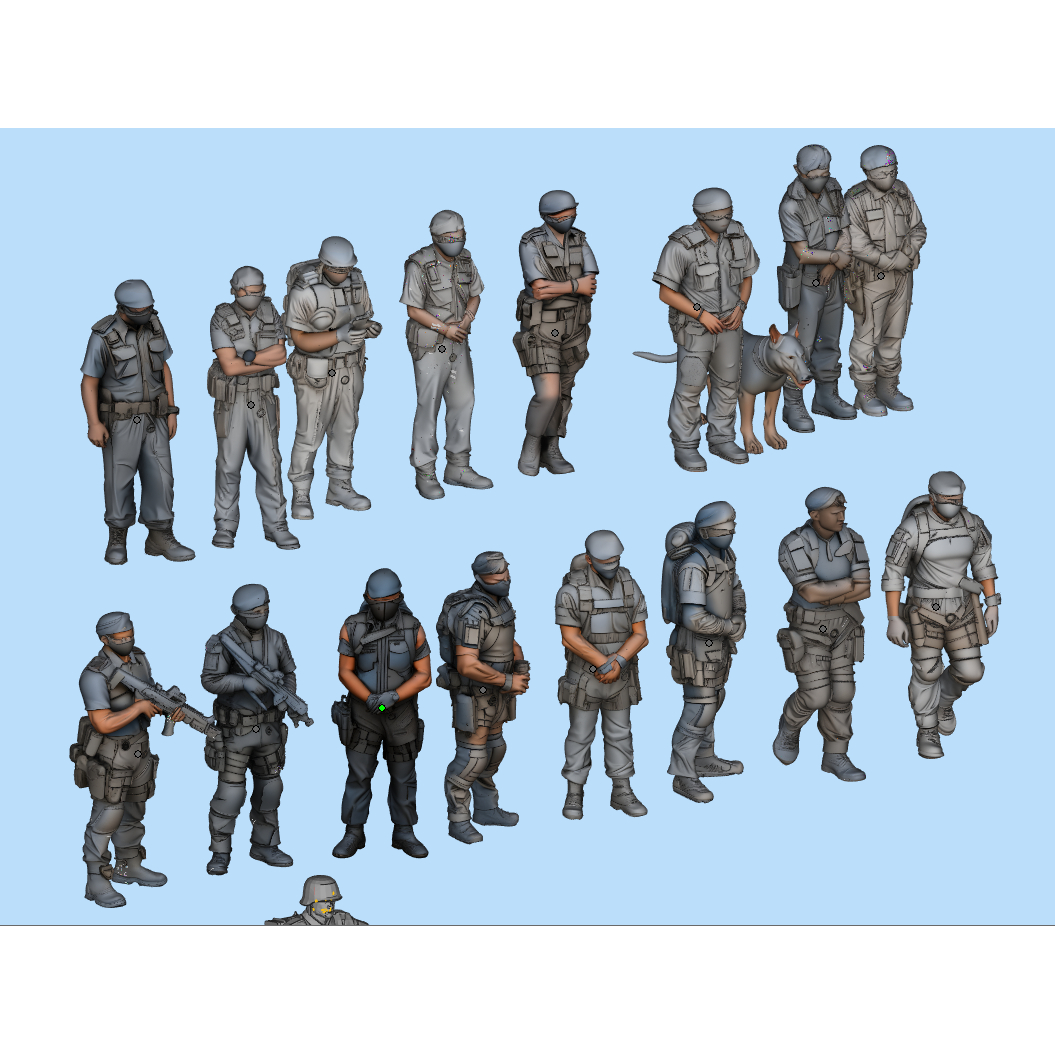 1/72 1/87 1/6 1/16 1/48 欧洲美国警察巡逻站岗安保3d打印模型