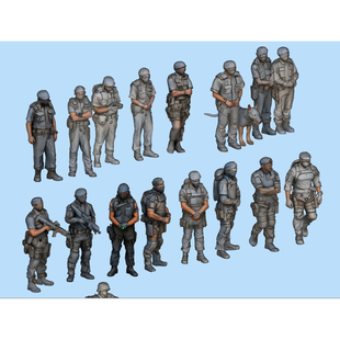 欧洲美国警察巡逻站岗安保3d打印模型