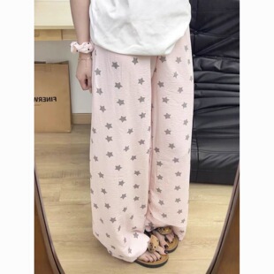 秋季韩版星星遛弯睡裤女薄款外穿居家裤宽松慵懒风凉凉裤防蚊裤
