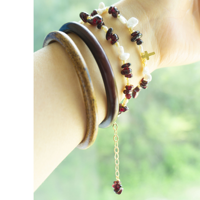 天然石榴石巴洛克珍珠锁骨链手链文艺清新气质 春夏百搭美丽礼物