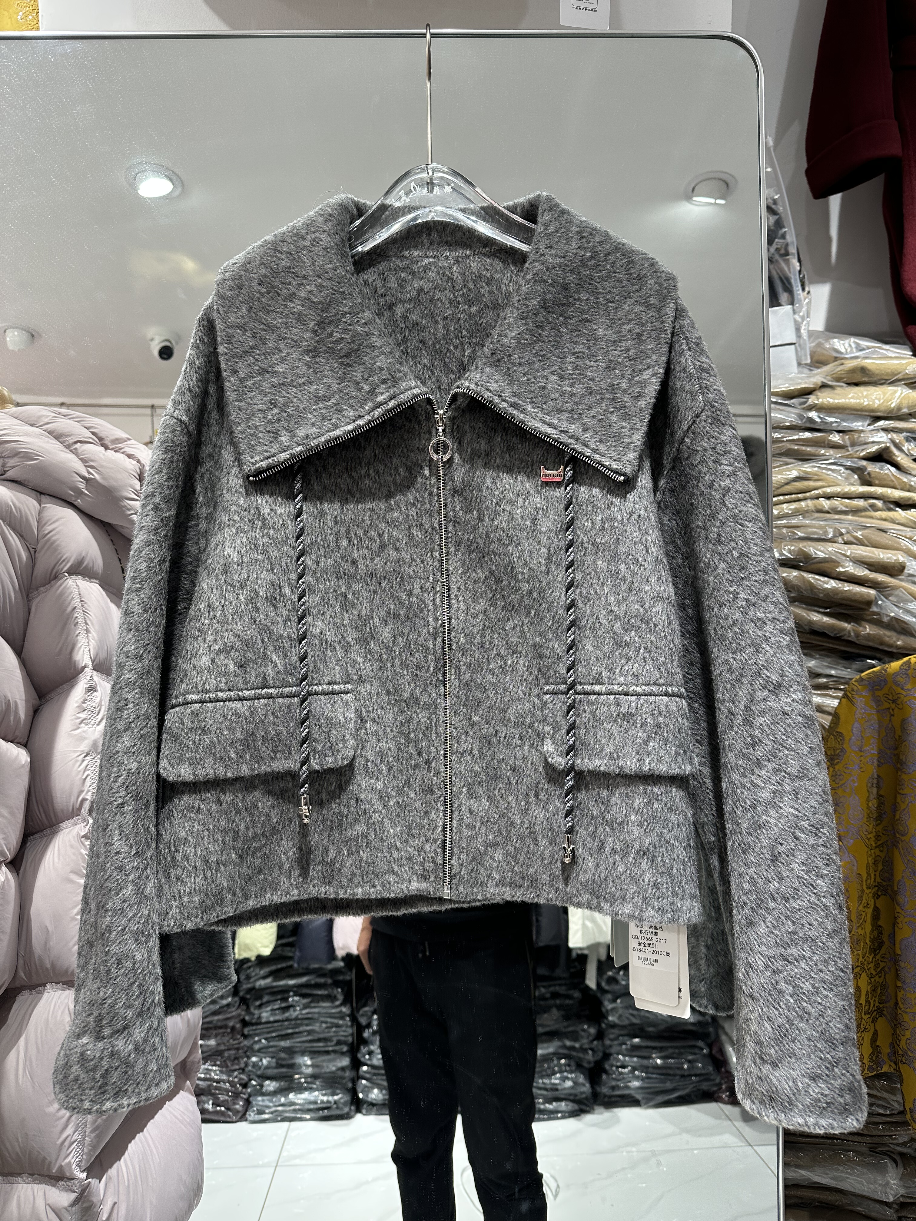 2025秋冬8528双面羊绒大衣女短款小个子羊毛呢外套宽松显瘦上衣女