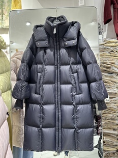 2025冬季 过膝加厚95白鸭绒连帽外套宽松显瘦 慕姿673羽绒服中长款