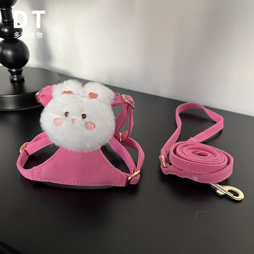 可爱猫咪狗狗背心式放挣脱牵引绳小体犬遛狗外出胸背狗链遛猫绳子