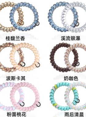 新品轻奢电话线发圈女高级感彩色加粗发绳时尚TT圈无痕高弹力皮筋