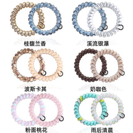 新品轻奢电话线发圈女高级感彩色加粗发绳时尚TT圈无痕高弹力皮筋
