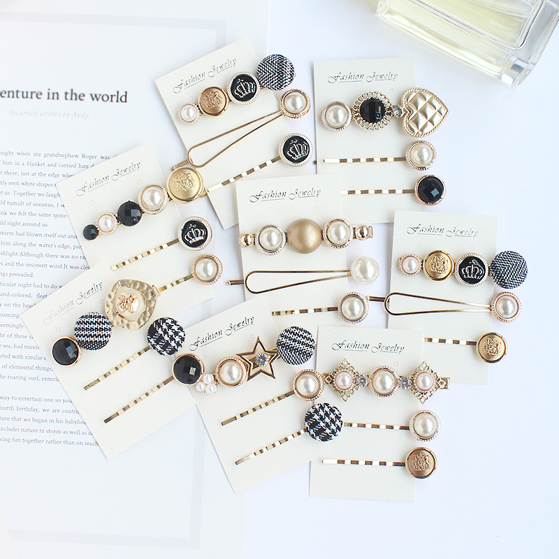 少女心韩国仿珍珠ins组合一字夹