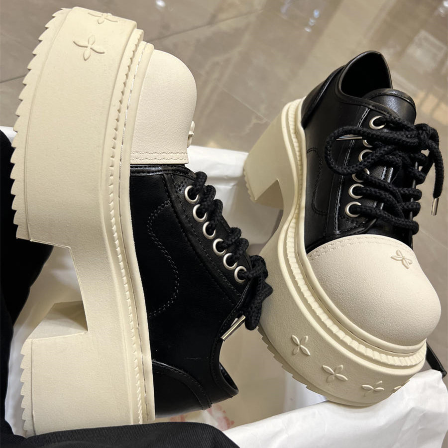 单鞋德比鞋深口大头鞋系带拼色