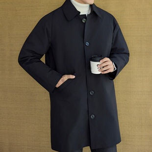 秋冬羽绒服男2025新款中长款日系轻薄风衣外套高级感简约翻领大衣