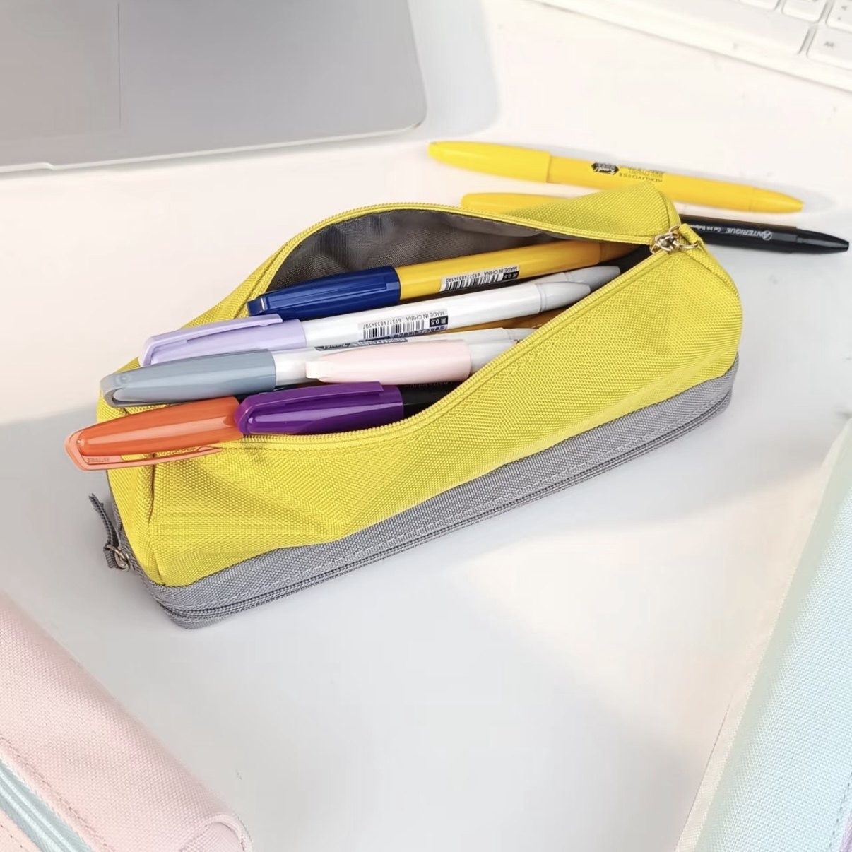 日本KOKUYO国誉笔袋双层分类收纳高颜值糖果色大容量学生用文具盒