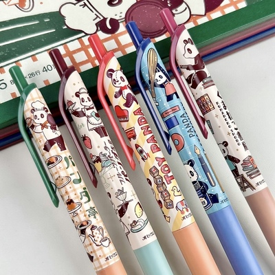 日本KOKUYO国誉OB1TOY熊猫商店街按动中性笔考试0.5mm速干黑色笔