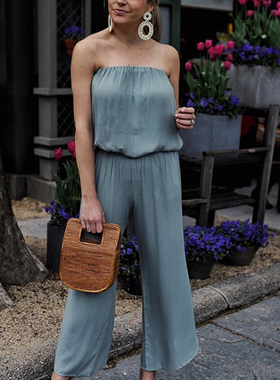 七夕情人节礼物 2021年夏季性感百搭裹胸露背女连体裤