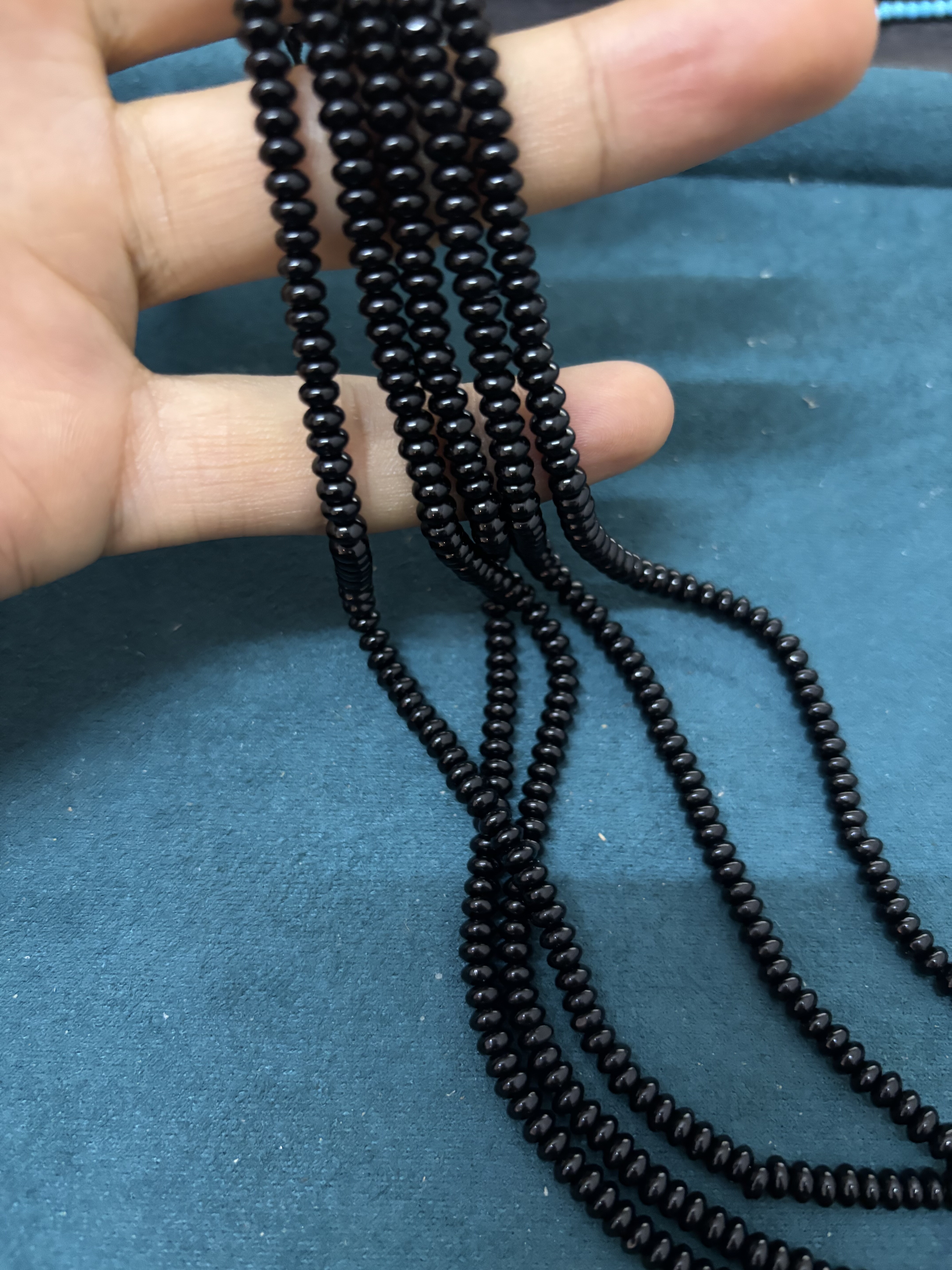 天然黑玛瑙算盘2*4mm通孔散珠手链项链diy手作饰品配件一条38厘米